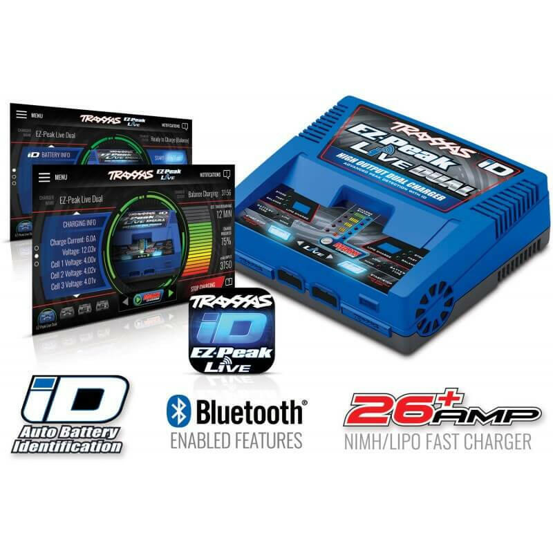 Chargeur Traxxas 2973G EZ-Peak Live Dual iD Bluetooth 200W - Breizh Modélisme.