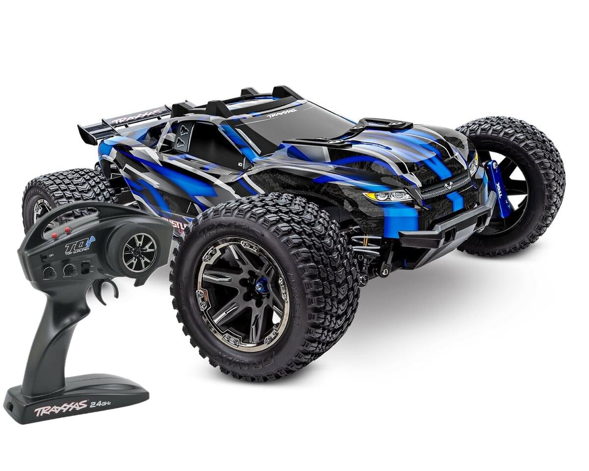 Traxxas Rustler 4x4 Ultimate VXL bleu 1/10 RTR - 67097-4 - Breizh Modélisme.