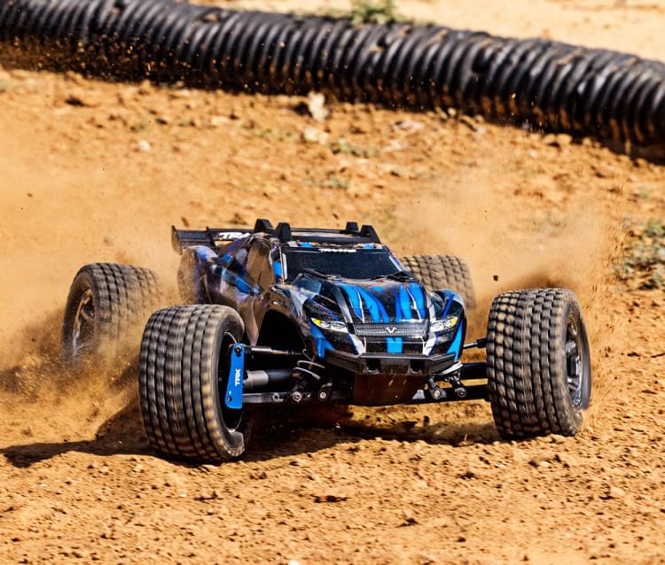 Traxxas Rustler 4x4 Ultimate VXL bleu 1/10 RTR - 67097-4 - Breizh Modélisme.