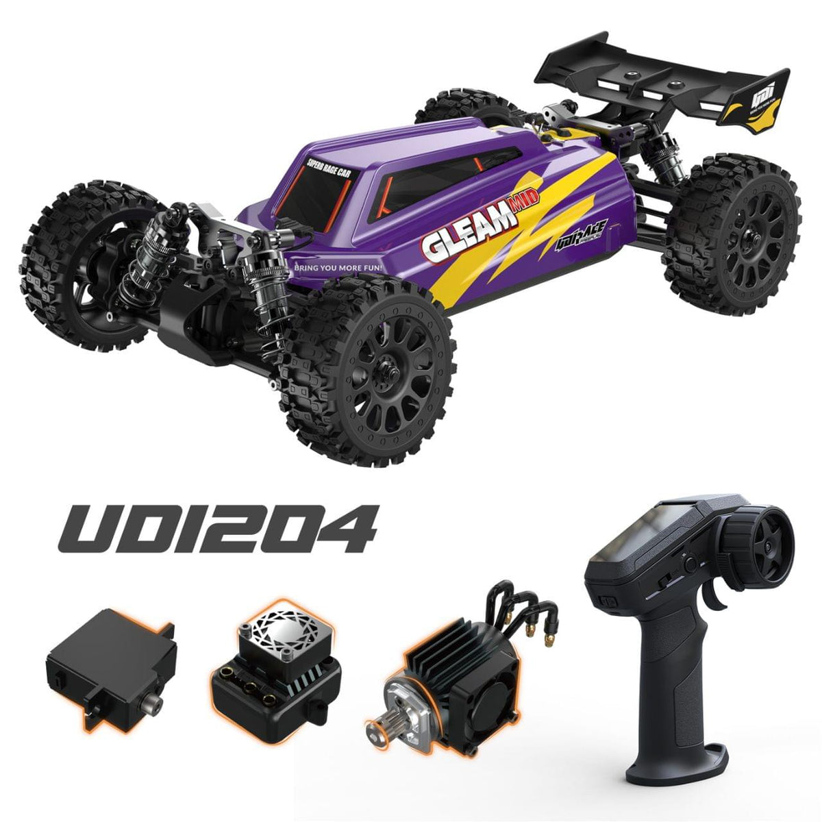 Buggy UDI RC Gleam 1/12 Brushless 55km/h RTR 4WD UD1204 fushia - Breizh Modélisme.