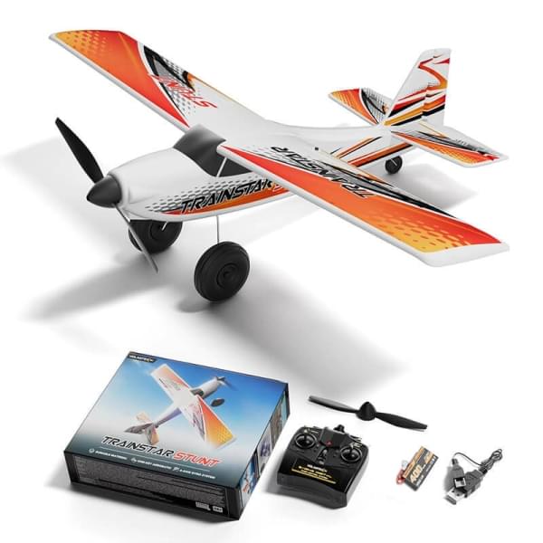Avion RC débutant Volantex Trainstar Stunt 500mm 4ch Brushless avec Gyro RTF orange