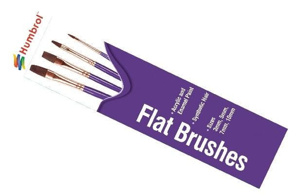 Set de pinceaux plats synthétiques 3,5,7,10 - Humbrol AG4305 - Breizh Modélisme.