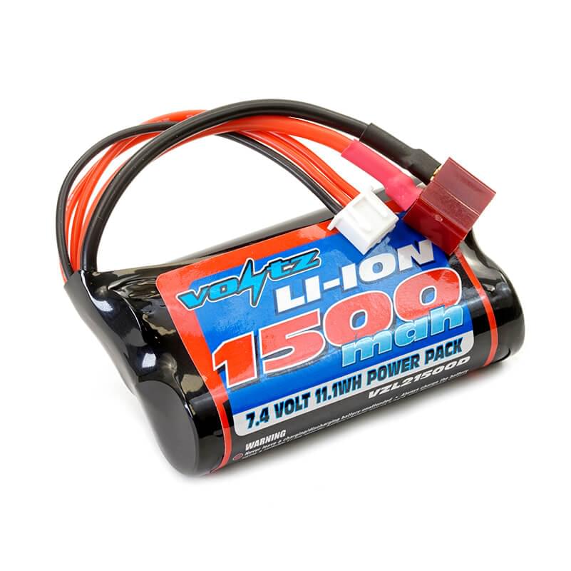 Batterie li-ion Voltz 7,4V 1500mAh prise Dean - VZL21500D - Breizh Modélisme.