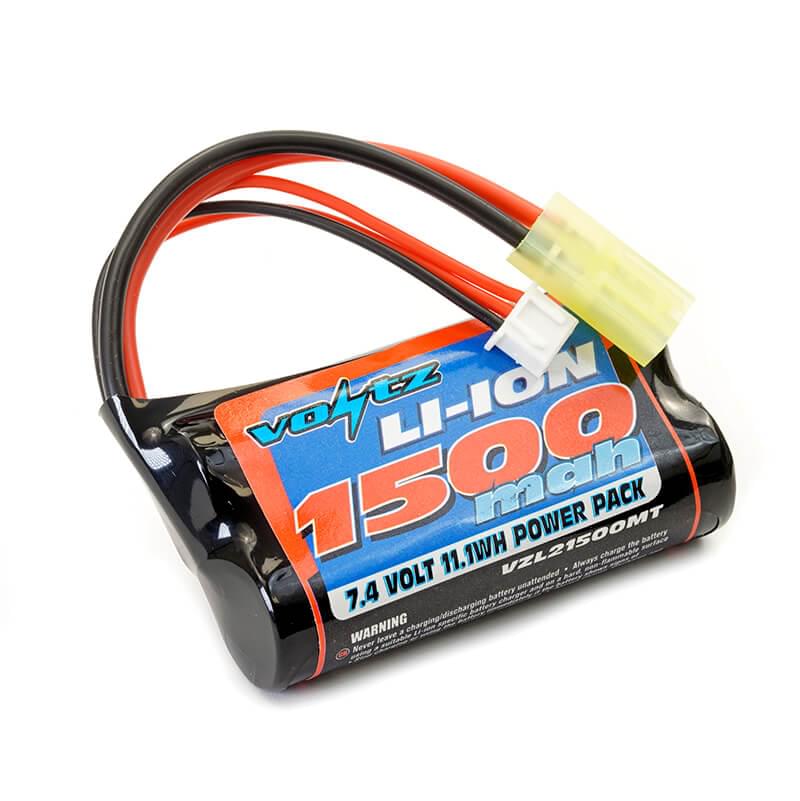 Batterie li-ion Voltz 7,4V 1500mAh prise mini Tamiya - VZL21500MT - Breizh Modélisme.