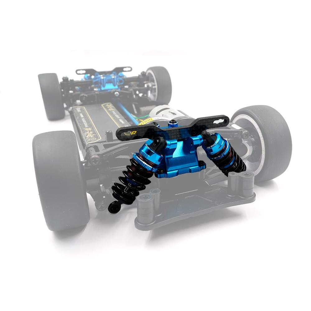 Couvercle de boîte de vitesses en aluminium avec support d'amortisseur en carbone pour Tamiya TT02 - Breizh Modélisme.