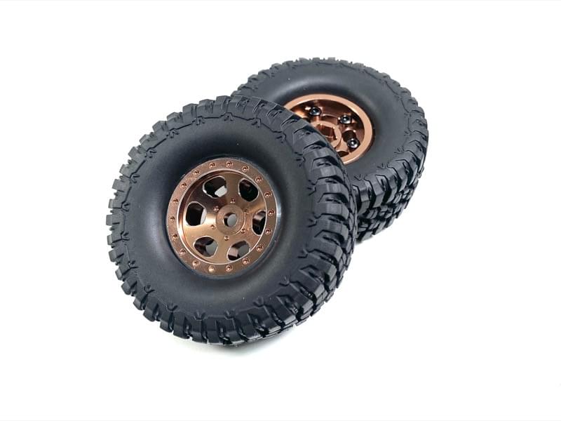 Roues 1.2 Aluminium Beadlock coffee 1:18 / 1:24 Crawler (2)" - Breizh Modélisme.
